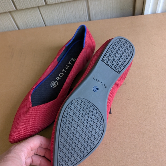 Rothy's Vibrant Red Flats with Blue Trim - Picture 3 of 5